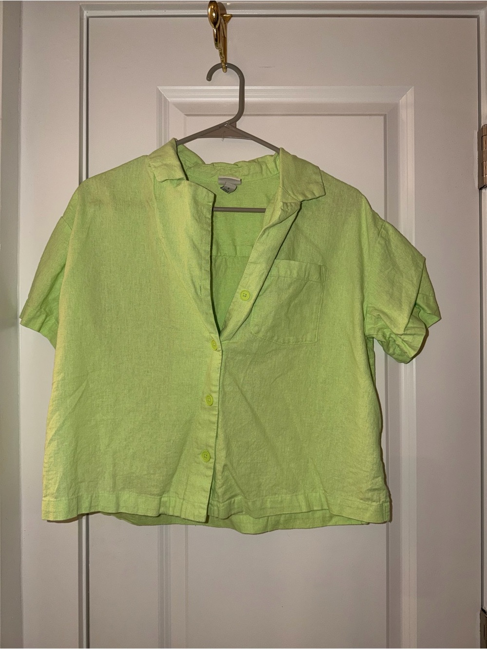 a new day Neon Lime Short Sleeve Button-Down Shirt
